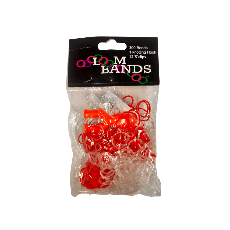 300  RED & CLEAR LOOM BANDS